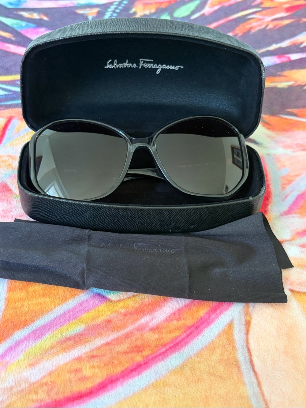 Salvatore Ferragamo Black Women's Oversized Sunglasses